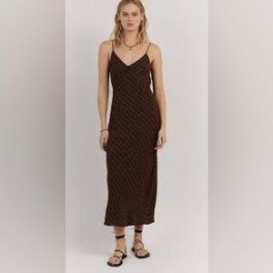 DISSH FAME BLACK CHOC GEO SLIP MIDI DRESS